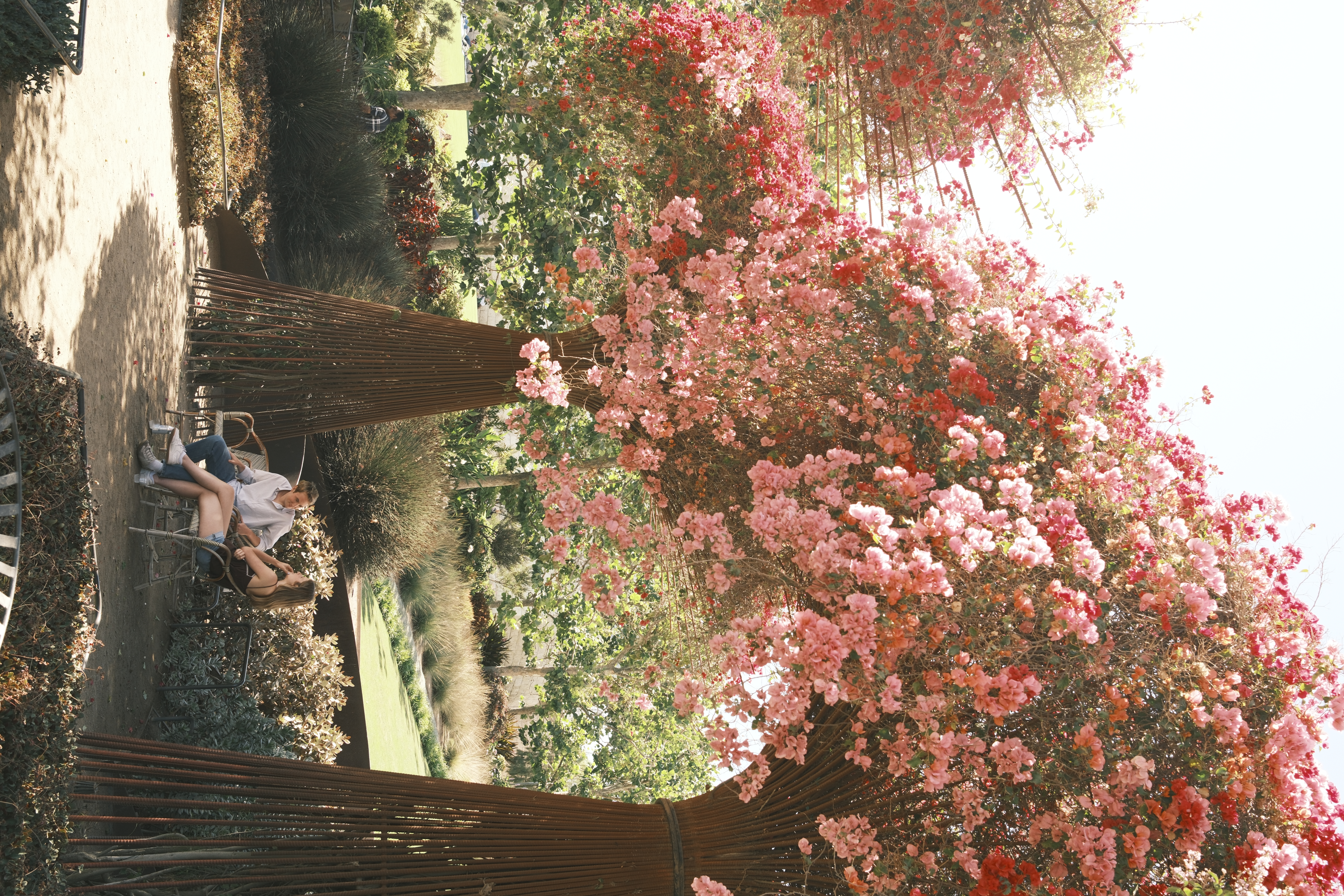 A couple sitting on a bench at Getty,LA
